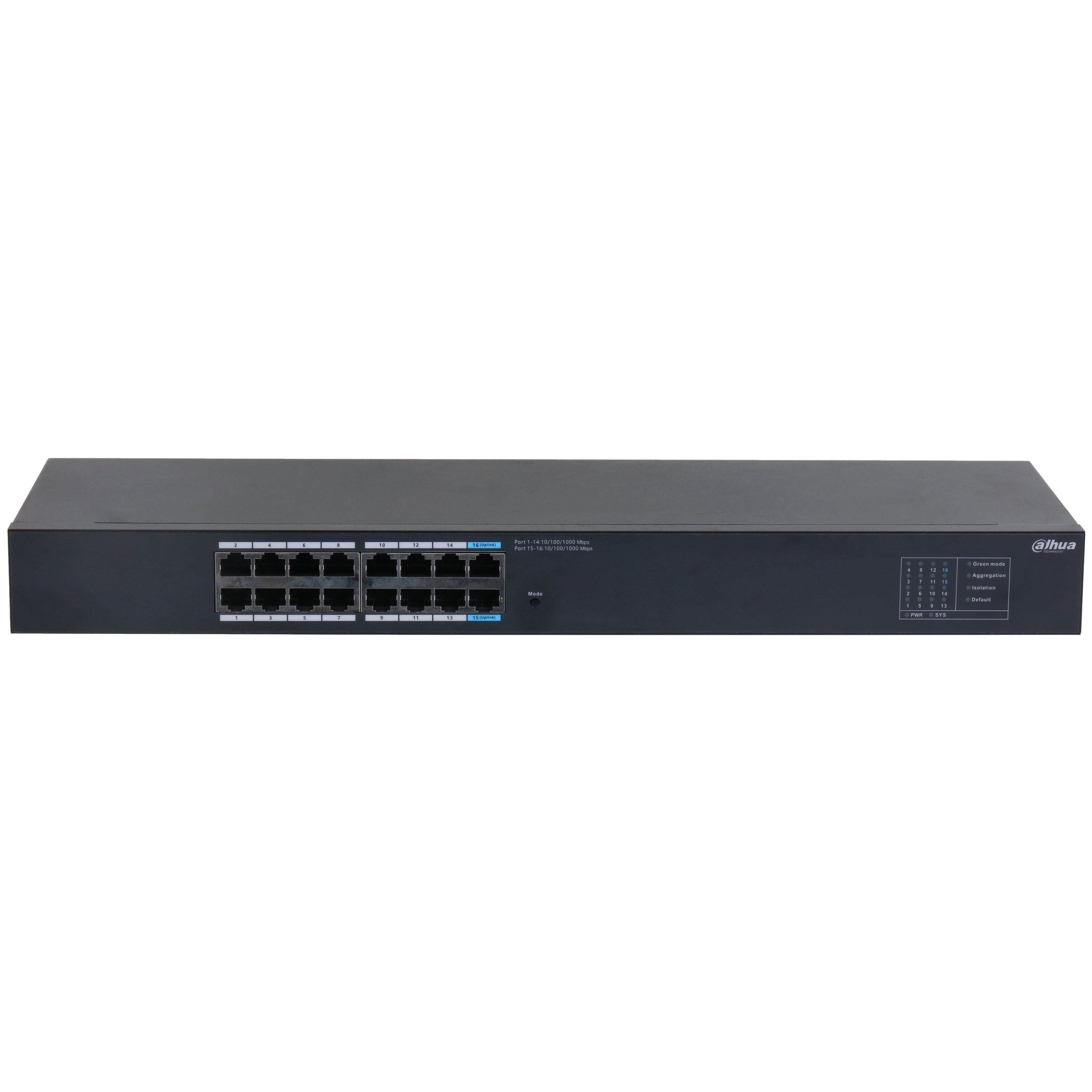 DH-SG1016 Switch 16 Puertos Gigabit Ethernet - 10/100/1000, Diseño Compacto, Capa 2, switching 1.6 Gbps, Velocidad de Reenvio de Paqutes 23.81 Mbps DH-SG1016 Switch 16 Puertos Gigabit Ethernet - 10/100/1000, Diseño Compacto, Capa 2, switching 1.6 Gbps, Velocidad de Reenvio de Paqutes 23.81 Mbps